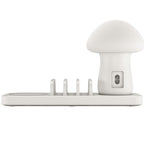 HQ-UD12 Universal 4 in 1 40W QC3.0 3 USB Ports + Wireless Charger Mobile Phone Charging Station with Mushroom Shape LED Light, Length: 1.2m, UK Plug