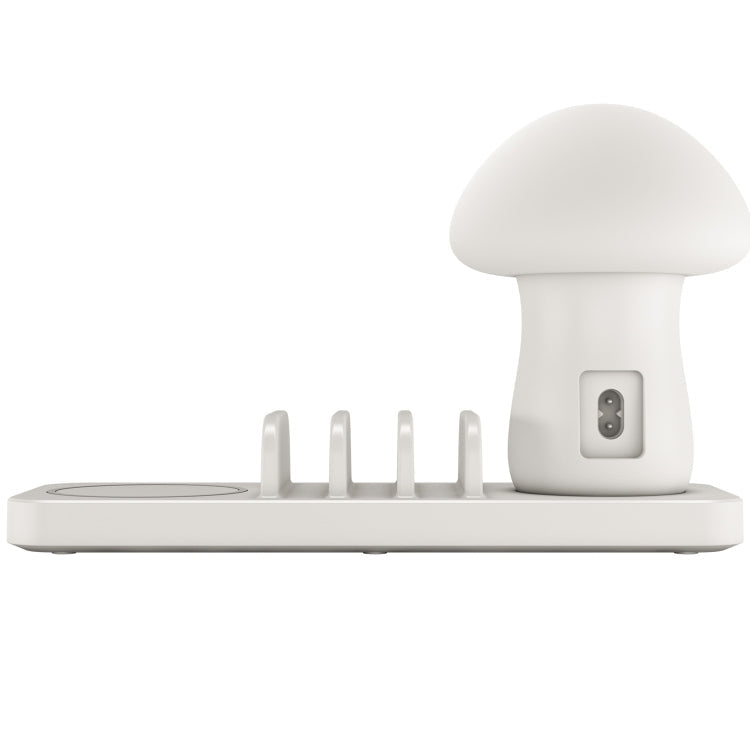 HQ-UD12 Universal 4 in 1 40W QC3.0 3 USB Ports + Wireless Charger Mobile Phone Charging Station with Mushroom Shape LED Light, Length: 1.2m, UK Plug