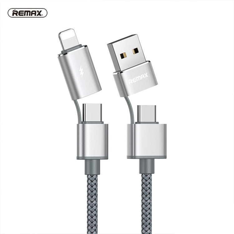 RC-020t Charging Cable – 2.4A Aurora Series 4 in 1 8 Pin + USB +2 x Type-C Data Snyc Charging...