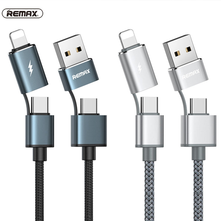 RC-020t Charging Cable – 2.4A Aurora Series 4 in 1 8 Pin + USB +2 x Type-C Data Snyc Charging...