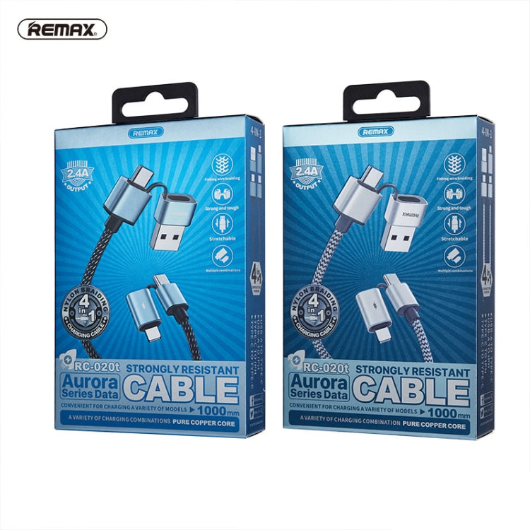RC-020t Charging Cable – 2.4A Aurora Series 4 in 1 8 Pin + USB +2 x Type-C Data Snyc Charging...