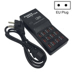 W-858 12A 12 Ports USB Fast Charging Dock Desktop Smart Charger AC100-240V, EU Plug, EU Plug EU Plug