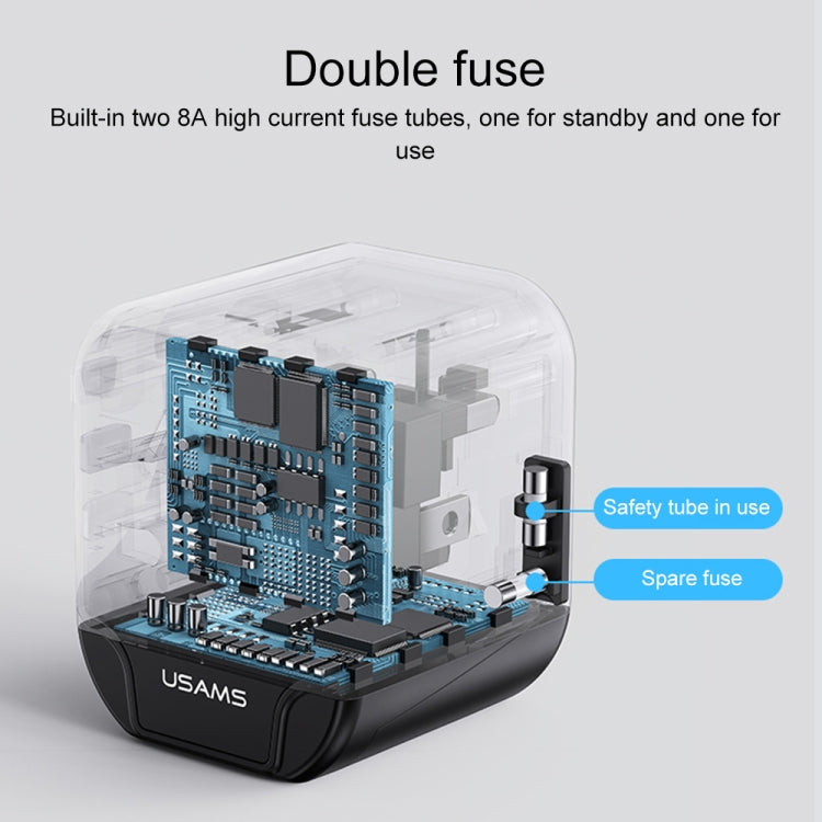 USAMS US-CC173 T55 12W Universal Multi Plug Travel Charger, US-CC173 T55 – TPU