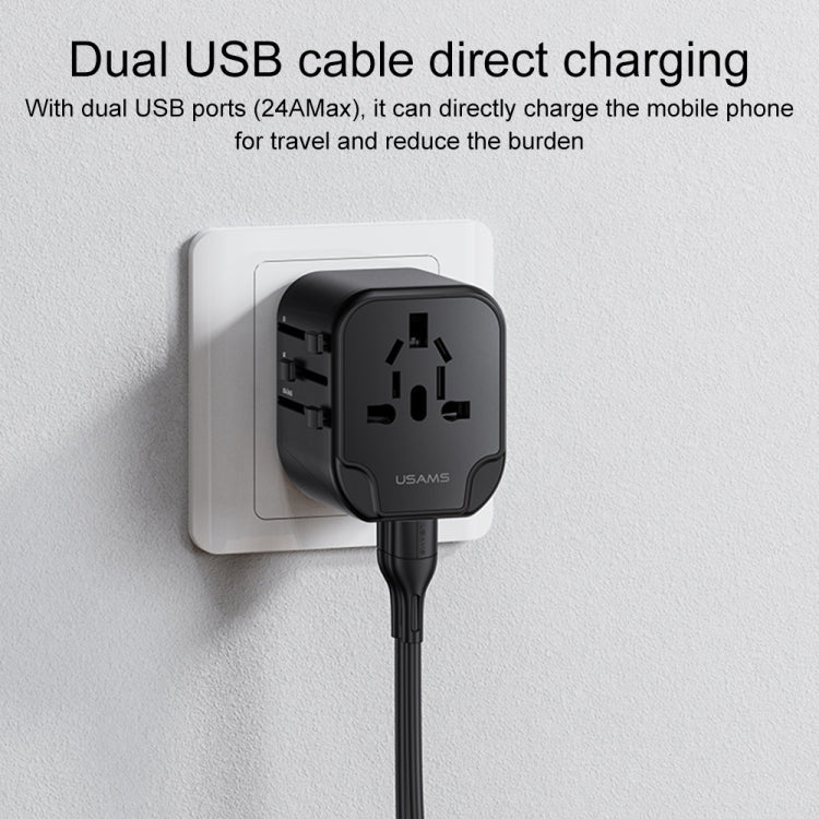 USAMS US-CC173 T55 12W Universal Multi Plug Travel Charger, US-CC173 T55 – TPU