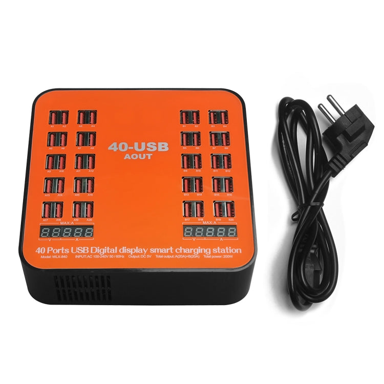 WLX-840 Accessory – 200W 40 Ports USB Digital Display Smart Charging Station AC100-240V, EU...