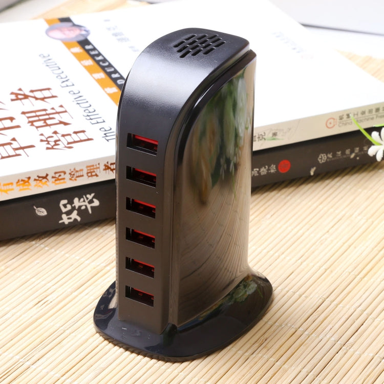 853L 30W 6 Ports USB Fast Charging Dock Smart Charger AC100-240V Black