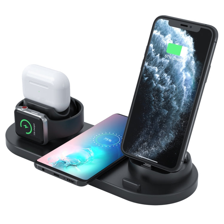 HQ-UD15-upgraded 6 in 1 Wireless Charger For iPhone, Apple Watch,... Black