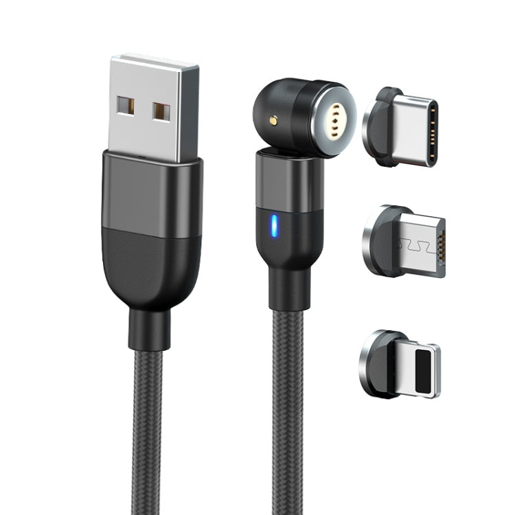 2m 3A Output 3 in 1 USB to 8 Pin + USB-C / Type-C + Micro USB 540 Degree Rotating Magnetic Data Sync Charging Cable, 2m 3 in 1 – Wear-resistant, Magnetic, Fast Charging