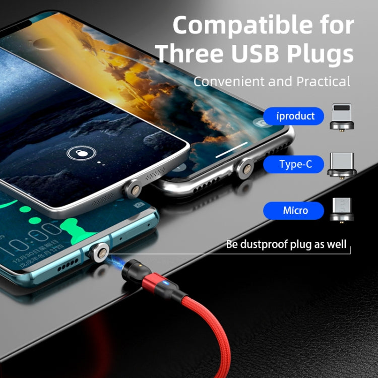 2m 3A Output 3 in 1 USB to 8 Pin + USB-C / Type-C + Micro USB 540 Degree Rotating Magnetic Data Sync Charging Cable, 2m 3 in 1 – Wear-resistant, Magnetic, Fast Charging
