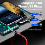 2m 3A Output 3 in 1 USB to 8 Pin + USB-C / Type-C + Micro USB 540 Degree Rotating Magnetic Data Sync Charging Cable, 2m 3 in 1 – Wear-resistant, Magnetic, Fast Charging