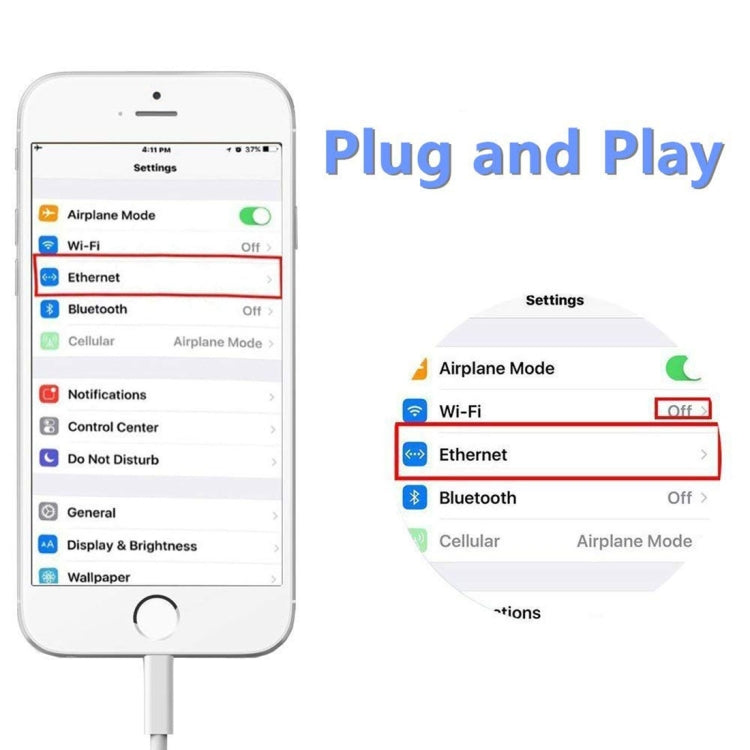 NK107A1 Cable – 8 Pin to RJ45 Ethernet LAN Network Adapter Cable for iPhone / iPad...