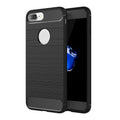 Protective Case – For iPhone 8 Plus Brushed Texture Fiber TPU Rugged Armor Protective... For iPhone 8 Plus Black