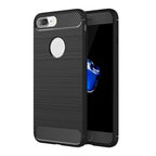Protective Case – For iPhone 8 Plus Brushed Texture Fiber TPU Rugged Armor Protective... For iPhone 8 Plus Black