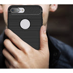Protective Case – For iPhone 8 Plus Brushed Texture Fiber TPU Rugged Armor Protective...