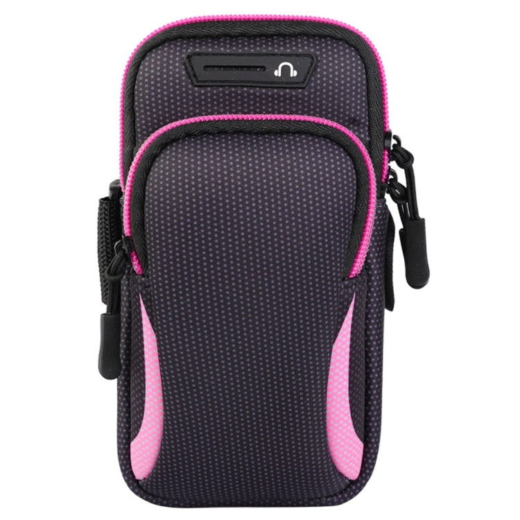 Multi-functional Universal Double Layer Zipper Sport Arm Case Phone Bag with Earphone Hole for 6.6 Inch or Below Smartphones – Waterproof Pink