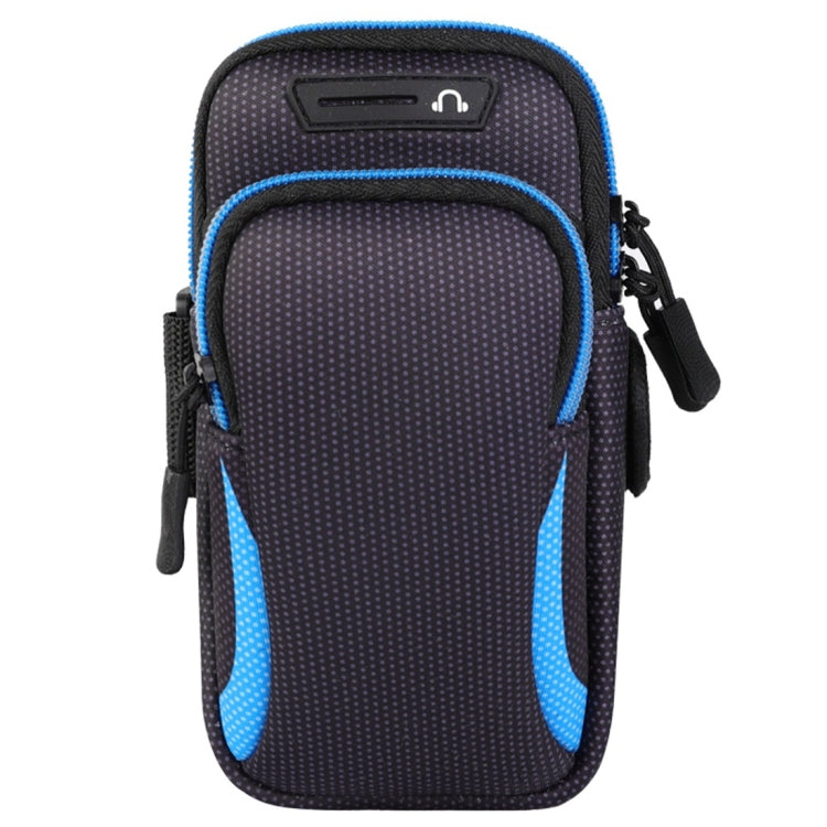 Multi-functional Universal Double Layer Zipper Sport Arm Case Phone Bag with Earphone Hole for 6.6 Inch or Below Smartphones – Waterproof Blue