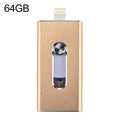 RQW-02 USB Flash Drive – 3 in 1 USB 2.0 & 8 Pin & Micro USB 64GB Flash Drive, RQW-02 Gold RQW-02 Gold