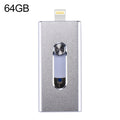 RQW-02 USB Flash Drive – 3 in 1 USB 2.0 & 8 Pin & Micro USB 64GB Flash Drive, RQW-02 Silver RQW-02 Silver
