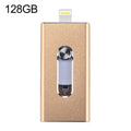RQW-02 USB Flash Drive – 3 in 1 USB 2.0 & 8 Pin & Micro USB 128GB Flash Drive, RQW-02 Gold RQW-02 Gold