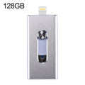 RQW-02 USB Flash Drive – 3 in 1 USB 2.0 & 8 Pin & Micro USB 128GB Flash Drive, RQW-02 Silver RQW-02 Silver