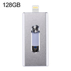 RQW-02 USB Flash Drive – 3 in 1 USB 2.0 & 8 Pin & Micro USB 128GB Flash Drive, RQW-02 Silver RQW-02 Silver