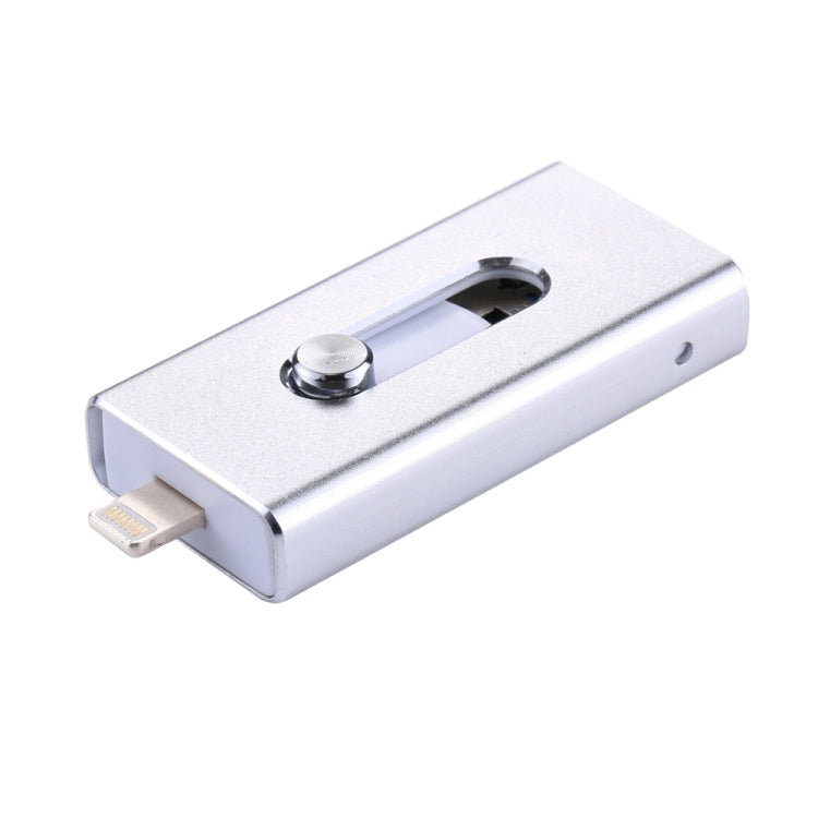 RQW-02 USB Flash Drive – 3 in 1 USB 2.0 & 8 Pin & Micro USB 128GB Flash Drive, RQW-02 Silver