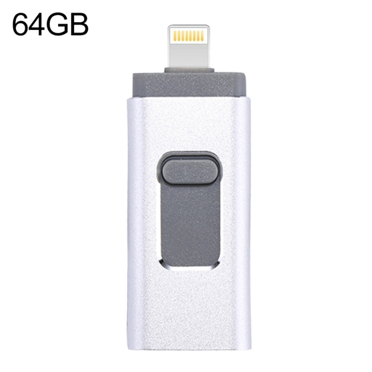 USB Flash Drive – easyflash RQW-01B 3 in 1 USB 2.0 & 8 Pin & Micro USB 64GB Flash Drive,... RQW-01B Silver