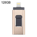 easyflash RQW-01B 3 in 1 USB 2.0 & 8 Pin & Micro USB 128GB Flash Drive, RQW-01B Gold RQW-01B Gold
