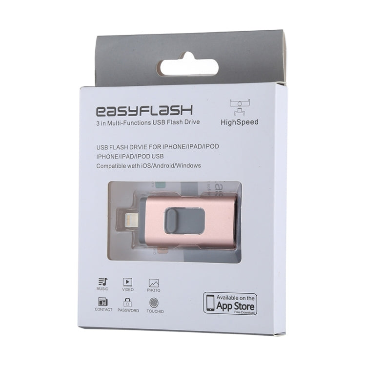 USB Flash Drive – easyflash RQW-01B 3 in 1 USB 2.0 & 8 Pin & Micro USB 128GB Flash Drive,...