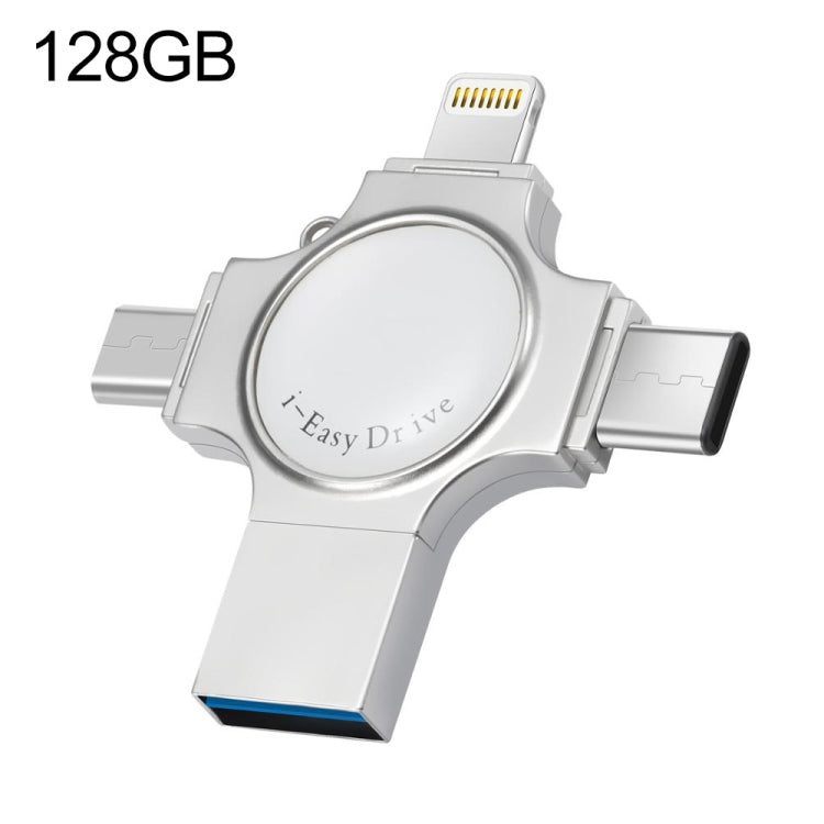 RQW-11S USB Flash Drive – 4 in 1 USB 2.0 & 8 Pin & Micro USB & USB-C / Type-C 128GB Flash Drive,... RQW-11S
