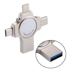 RQW-11S USB Flash Drive – 4 in 1 USB 2.0 & 8 Pin & Micro USB & USB-C / Type-C 128GB Flash Drive,...