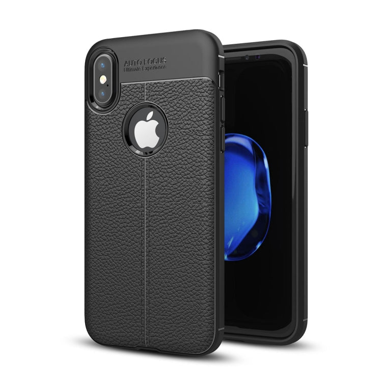 For iPhone X / XS Litchi Texture TPU Protective Back Cover Case, For X