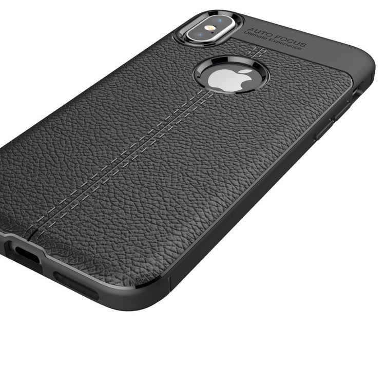 For iPhone X / XS Litchi Texture TPU Protective Back Cover Case, For X