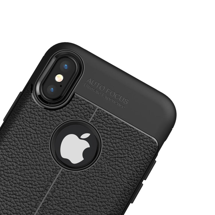For iPhone X / XS Litchi Texture TPU Protective Back Cover Case, For X