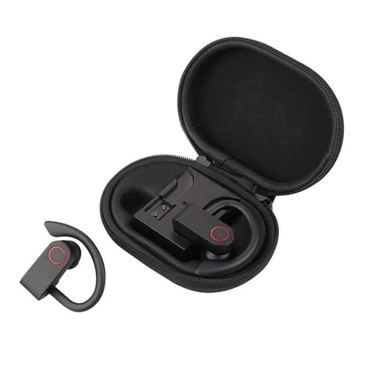 JHO-A9 TWS Wireless Hanging Ear Type Bluetooth Earphone with Charging + Storage Integrated Zipper Bag, Support Voice Control, JHO-A9