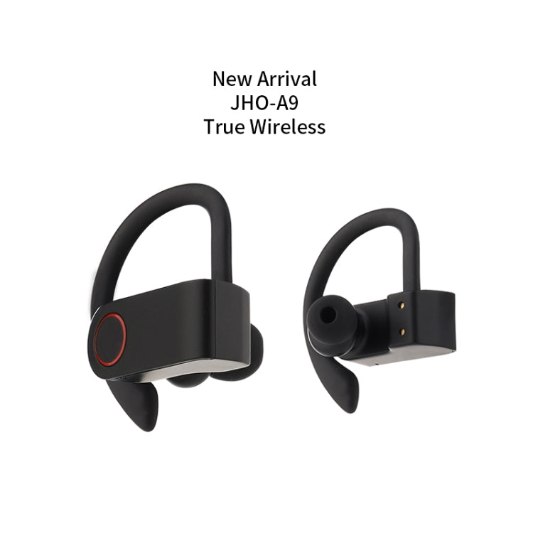 JHO-A9 TWS Wireless Hanging Ear Type Bluetooth Earphone with Charging + Storage Integrated Zipper Bag, Support Voice Control, JHO-A9