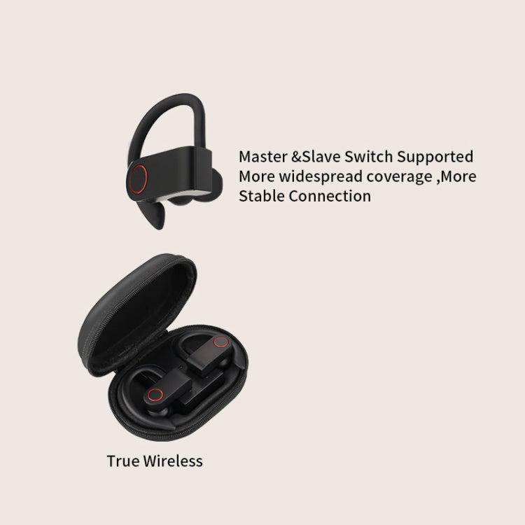 JHO-A9 TWS Wireless Hanging Ear Type Bluetooth Earphone with Charging + Storage Integrated Zipper Bag, Support Voice Control, JHO-A9