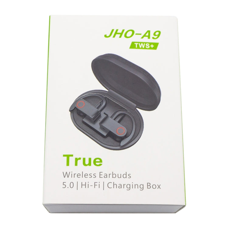 JHO-A9 TWS Wireless Hanging Ear Type Bluetooth Earphone with Charging + Storage Integrated Zipper Bag, Support Voice Control, JHO-A9