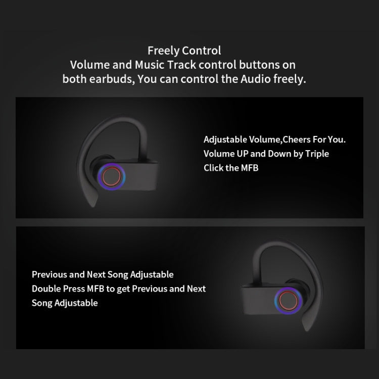 JHO-A9 TWS Wireless Hanging Ear Type Bluetooth Earphone with Charging + Storage Integrated Zipper Bag, Support Voice Control, JHO-A9