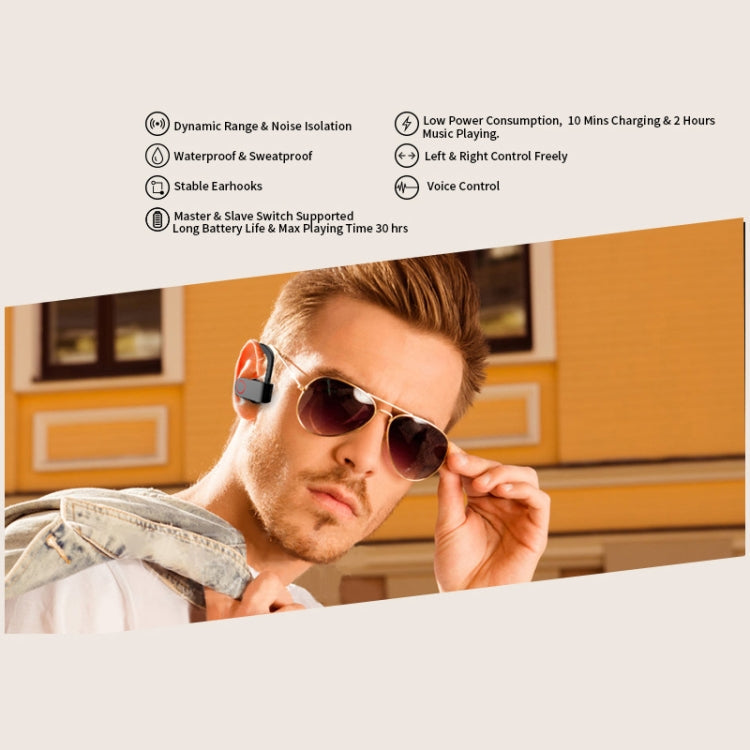 JHO-A9 TWS Wireless Hanging Ear Type Bluetooth Earphone with Charging + Storage Integrated Zipper Bag, Support Voice Control, JHO-A9