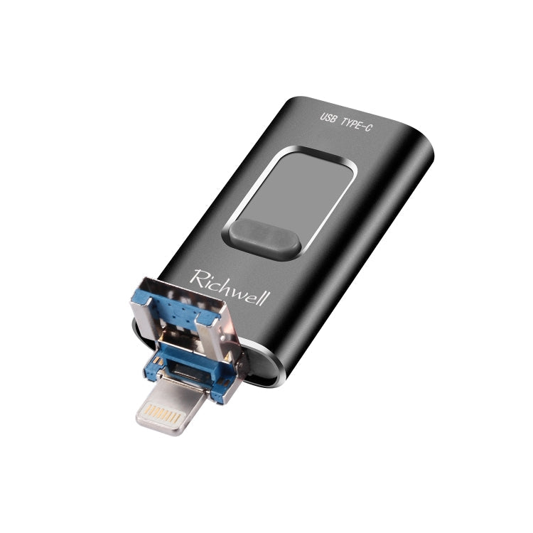 USB Flash Drive – 3 in 1 64G Type-C + 8 Pin + USB 3.0 Metal Push-pull Flash Disk with OTG...