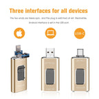 USB Flash Drive – 3 in 1 128G Type-C + 8 Pin + USB 3.0 Metal Push-pull Flash Disk with...