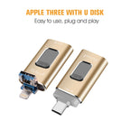 USB Flash Drive – 3 in 1 128G Type-C + 8 Pin + USB 3.0 Metal Push-pull Flash Disk with...