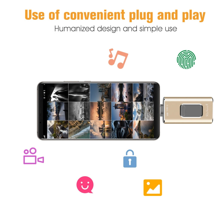 USB Flash Drive – 3 in 1 128G Type-C + 8 Pin + USB 3.0 Metal Push-pull Flash Disk with...