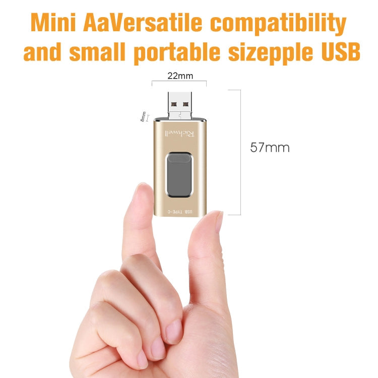 USB Flash Drive – 3 in 1 128G Type-C + 8 Pin + USB 3.0 Metal Push-pull Flash Disk with...