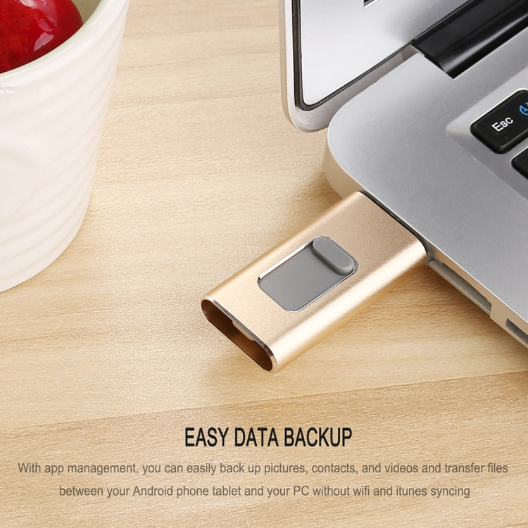 USB Flash Drive – 3 in 1 128G Type-C + 8 Pin + USB 3.0 Metal Push-pull Flash Disk with...