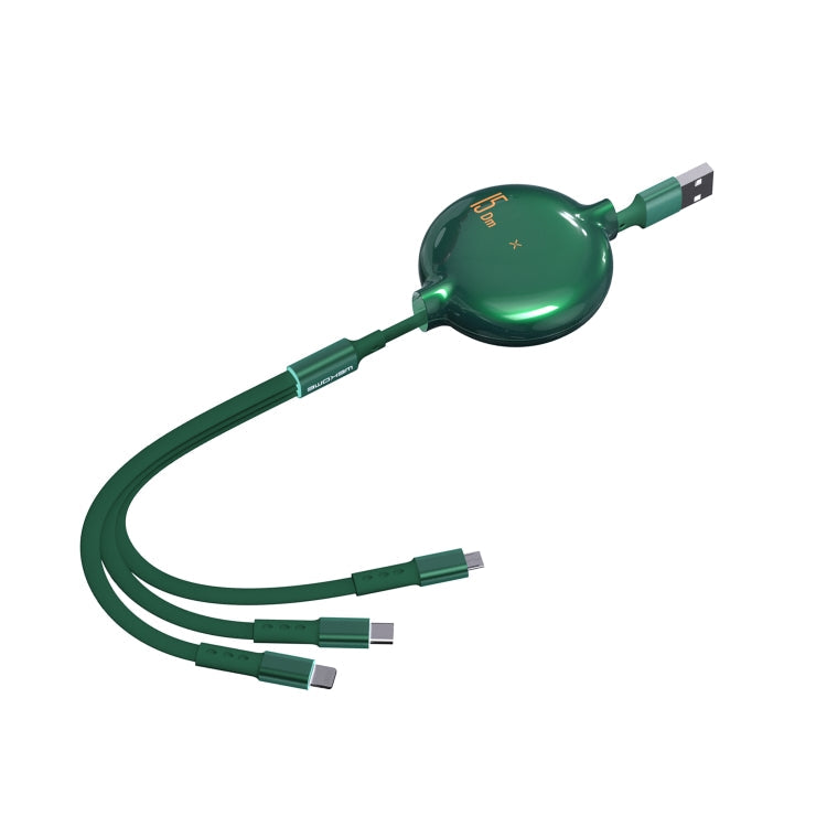 WDC-124 Data Cable – 3A 3 In 1 8 Pin + Type-C / USB-C + Micro USB Bona Series Telescopic...