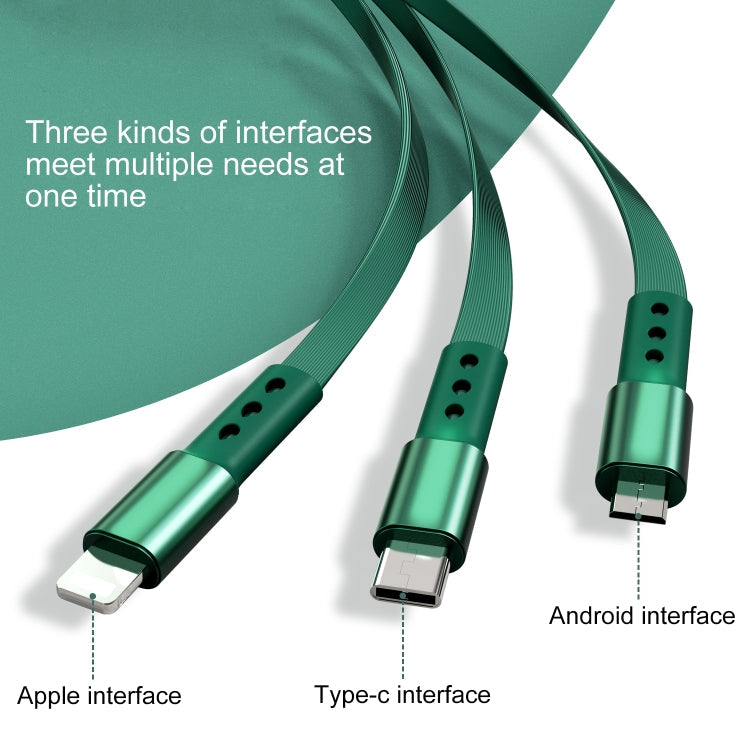 WDC-124 Data Cable – 3A 3 In 1 8 Pin + Type-C / USB-C + Micro USB Bona Series Telescopic...