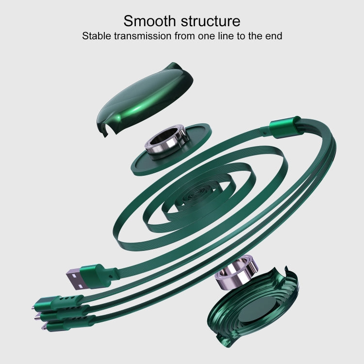 WDC-124 Data Cable – 3A 3 In 1 8 Pin + Type-C / USB-C + Micro USB Bona Series Telescopic...