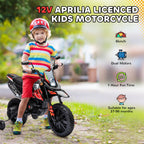 12V Kids Motorbike Aprilia Licenced with Training Wheels